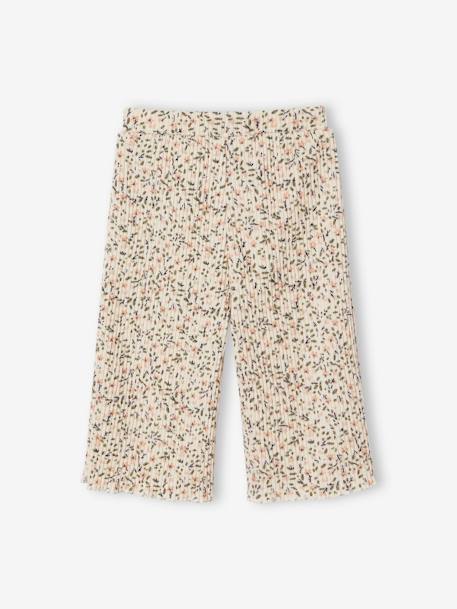 Pantalon large à fleurs bébé fille écru 2 - vertbaudet enfant 