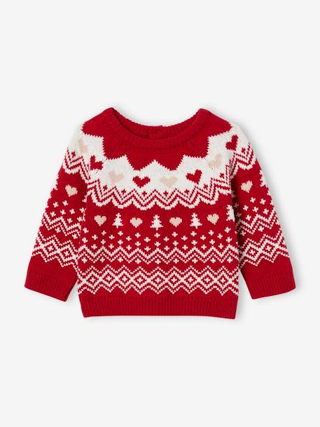 Pull jacquard de Noël bébé fille rouge 1 - vertbaudet enfant 