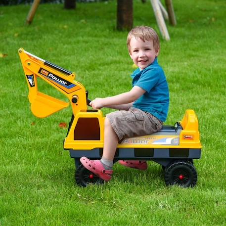 Porteur Enfant Tractopelle HOMCOM - Pelleteuse Articulée avec Pince - Effets Sonores et Lumineux - Jaune JAUNE 2 - vertbaudet enfant 