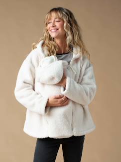 Vêtements de grossesse-Pull, gilet-Sweat zippé en sherpa évolutif avec protège bébé ENVIE DE FRAISE