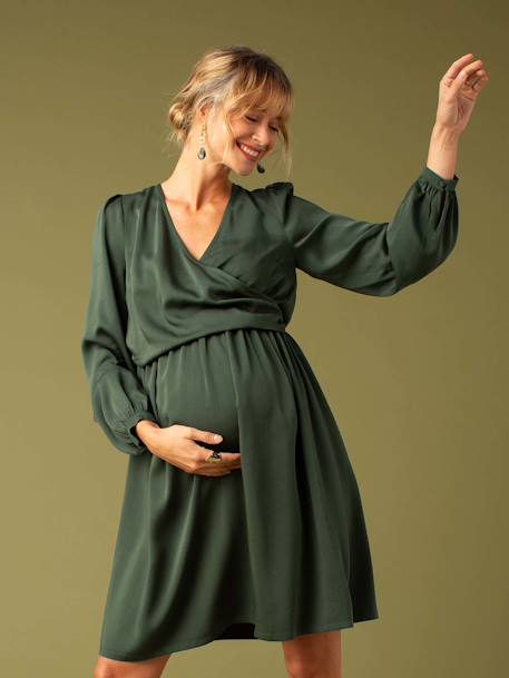 Robe cache coeur de grossesse ENVIE DE FRAISE vert sapin 4 - vertbaudet enfant 