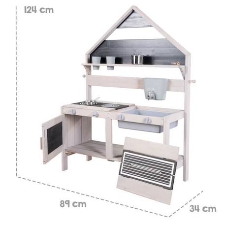 ROBA Jeu Cuisine Enfant en Forme de Maison pour Extérieur - Jouet d'Imitation avec Accessoires - Bois Massif Gris GRIS 4 - vertbaudet enfant 