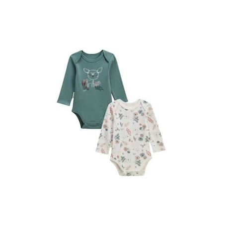 Lot de 2 bodies bébé manches longues Ma Petite Bichette BLANC 1 - vertbaudet enfant 