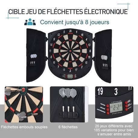 Cible jeu de fléchettes électronique HOMCOM - 26 jeux - 8 joueurs - Affichage LCD - Haut-parleur - Noir NOIR 4 - vertbaudet enfant 