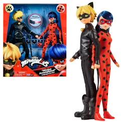 Jouet-Poupons et poupées-Pack de 2 Poupées mannequin 26 cm Miraculous Ladybug - Revivez les aventures de Ladybug et Chat Noir