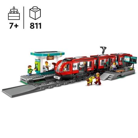 LEGO® City 60423 Le tramway et la station du centre-ville, véhicule pour enfants dès 7 ans BLANC 2 - vertbaudet enfant 