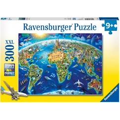 Jouet-Puzzle 300 p XXL - Carte des monuments du monde - Ravensburger - Pour enfant dès 9 ans - Fabriqué en Europe