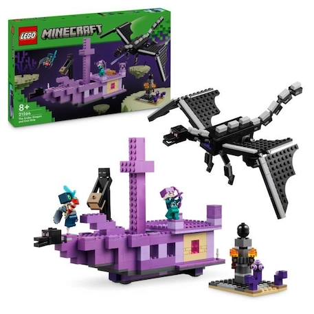 LEGO® Minecraft® 21264 Le dragon et le navire de l’Ender - Set inspiré des jeux vidéo NOIR 1 - vertbaudet enfant 