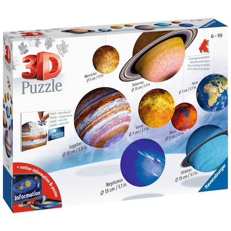 Puzzle 3D Système solaire - Ravensburger - 8 planètes - 522 pièces - Dès 6 ans BLEU 2 - vertbaudet enfant 