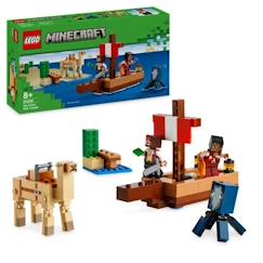 Jouet-LEGO® Minecraft® 21259 Le Voyage du Bateau Pirate, Set de Construction et d'Exploration