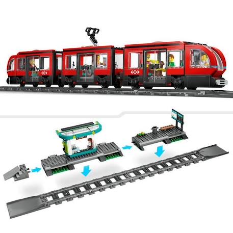 LEGO® City 60423 Le tramway et la station du centre-ville, véhicule pour enfants dès 7 ans BLANC 3 - vertbaudet enfant 