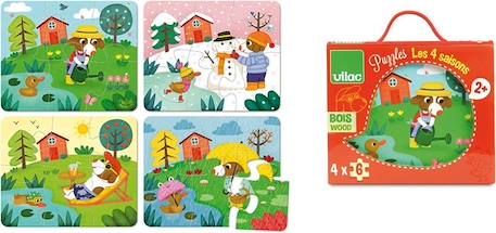 Puzzles des 4 saisons - VILAC - coffret bois - Animaux - Mixte - Moins de 100 pièces ROSE 4 - vertbaudet enfant 