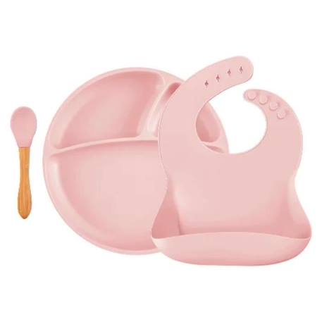 Coffret repas comme un grand Assiette Cuillère Bavoir ROSE 1 - vertbaudet enfant 