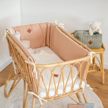 Tour de lit universel en Lin Pour lit bébé de 60 x 120 cm ou 70 x 140 cm Écru BLANC 2 - vertbaudet enfant 