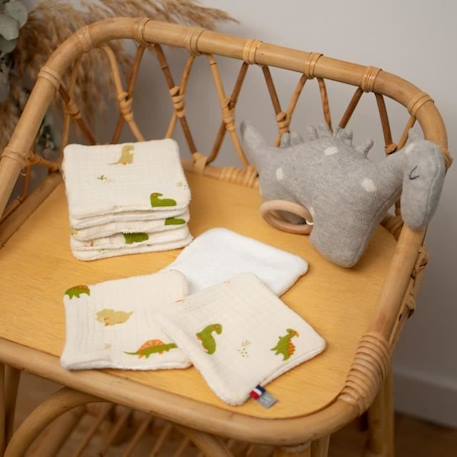 Lingettes bébé lavables 8 pièces Dino - SEVIRA KIDS - Gaze de coton - Blanc - Mixte - Lot BLANC 2 - vertbaudet enfant 