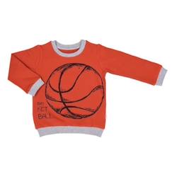 -Sweat T-shirt en coton bio BASKET - KITIKATE - Manches longues - Orange - Bébé