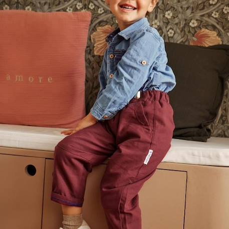 Pantalon garçon et bretelles Groovy - PETIT BEGUIN - Loose - Bordeaux - Violet ROUGE+VIOLET 8 - vertbaudet enfant 