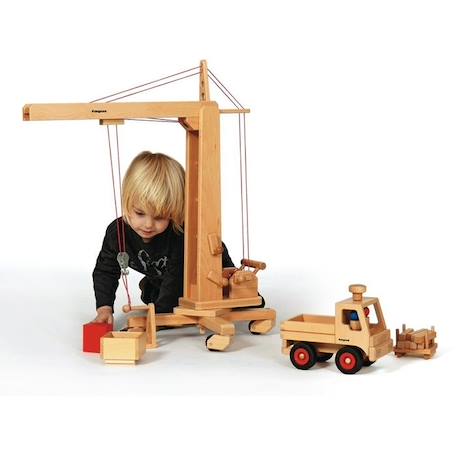 Grue à tour en bois - Fagus - Avec poulie et cordes - Pour enfant de 3 ans et plus - Utilisation intérieure JAUNE 4 - vertbaudet enfant 