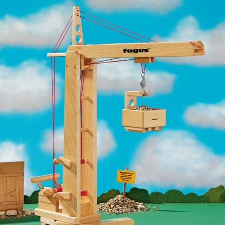 Grue à tour en bois - Fagus - Avec poulie et cordes - Pour enfant de 3 ans et plus - Utilisation intérieure JAUNE 3 - vertbaudet enfant 