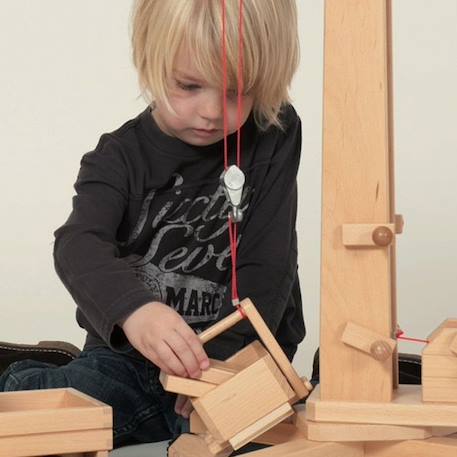 Grue à tour en bois - Fagus - Avec poulie et cordes - Pour enfant de 3 ans et plus - Utilisation intérieure JAUNE 2 - vertbaudet enfant 