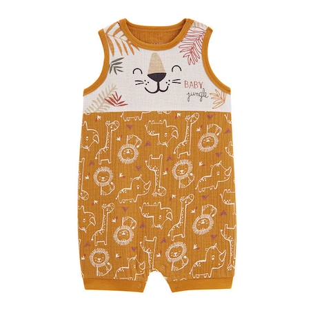 Barboteuse en gaze de coton bébé garçon Little Safari ORANGE 1 - vertbaudet enfant 