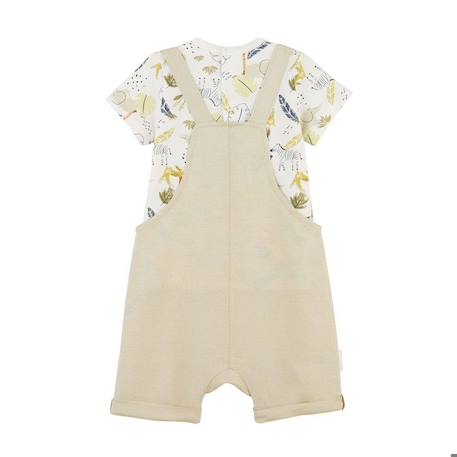 Ensemble salopette bébé en lin et t-shirt Zagora BEIGE 2 - vertbaudet enfant 