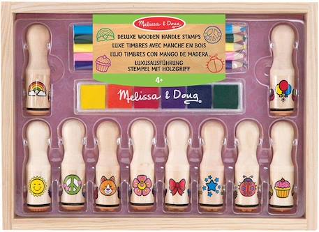 Jeu de Timbres en Caoutchouc MELISSA & DOUG avec Manche en Bois de Luxe pour Enfants à partir de 4 ans BEIGE 1 - vertbaudet enfant 