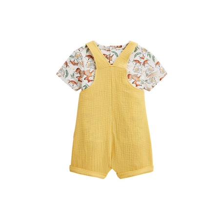 Ensemble salopette bébé en gaze de coton et t-shirt Petit Envahisseur JAUNE 2 - vertbaudet enfant 