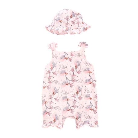 Barboteuse bébé et chapeau en gaze de coton Exotic Bird ROSE 2 - vertbaudet enfant 