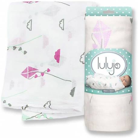 Lulujo - Lange en bambou - Cerf-volant rose - ELEMENTS FOR KIDS ROSE 1 - vertbaudet enfant 