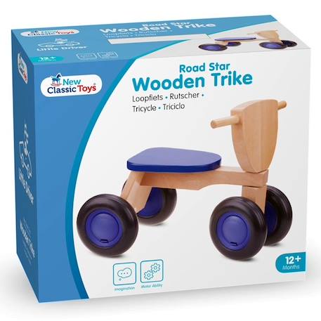 Tricycle en bois de hêtre NEW CLASSIC TOYS - Road Star - Bleu BEIGE 2 - vertbaudet enfant 