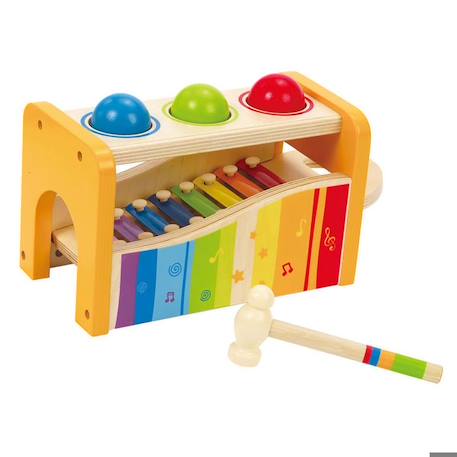 Banc à marteler xylophone Hape E0305 - Jouet d'éveil musical en bois ORANGE 1 - vertbaudet enfant 