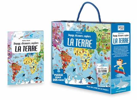 Puzzle & Livre - Voyagez - découvrez - explorez - La Terre BLEU 1 - vertbaudet enfant 