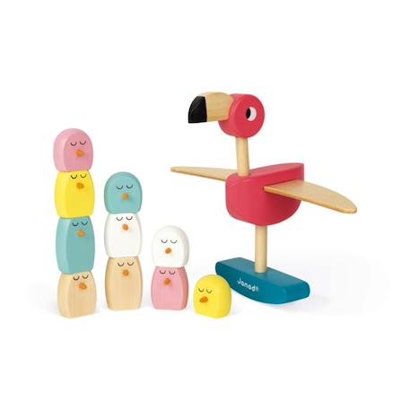 Jeu d'équilibre flamant rose en bois JANOD - Dès 3 Ans BEIGE 3 - vertbaudet enfant 