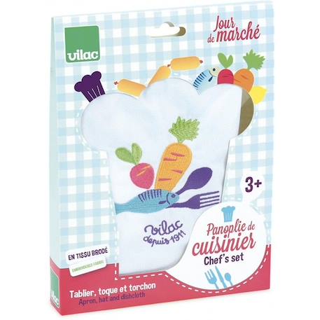 Panoplie de cuisinier 3 pièces - Vilac - Jeu de rôle pour enfants - Bois - Blanc BLANC 3 - vertbaudet enfant 