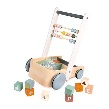 Chariot de marche ABC Sweet Cocoon - JANOD - Bois - 20 cubes chiffres et lettres - Boulier MARRON 5 - vertbaudet enfant 