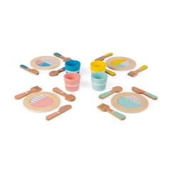 Jouet-Jeux d'imitation-Dinette en Bois - JANOD - Jeu d'imitation pour Enfant - Set de 20 Pièces