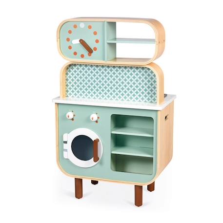 Cuisine double face Cooker Reverso en bois JANOD - Jouet d'imitation 2-en-1 avec 8 accessoires VERT 3 - vertbaudet enfant 