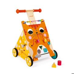 Chariot Multi-Activités Chat en bois JANOD - Dès 12 mois - 8 activités ludiques - Evolutif  - vertbaudet enfant