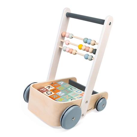 Chariot de marche ABC Sweet Cocoon - JANOD - Bois - 20 cubes chiffres et lettres - Boulier MARRON 2 - vertbaudet enfant 