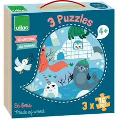 Jouet-Coffret puzzles Animaux du monde - Vilac - 8530 - Moins de 100 pièces - Mixte - Bleu