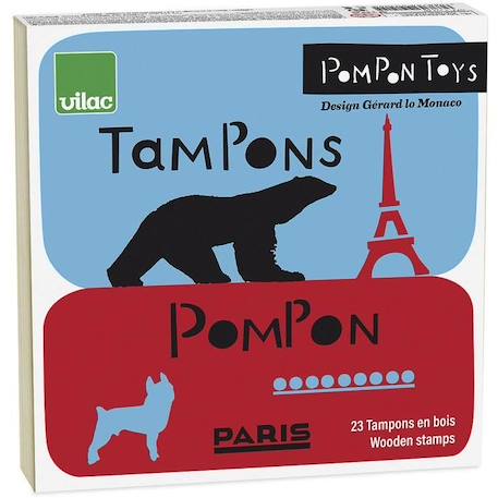 Coffret Tampons Pompon - AC-DÉCO - 23 tampons artistiques et ludiques - Bois et caoutchouc - Beige BEIGE 5 - vertbaudet enfant 