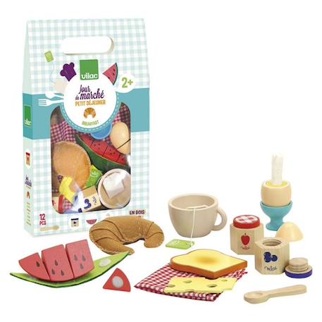 Set petit déjeuner Jour de Marché - VILAC - 3-6 ans - Bois et feutrine - 12 pièces JAUNE 1 - vertbaudet enfant 