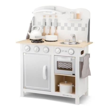 New Classic Toys - Kitchenette Bon Appétit blanche argent BLANC 1 - vertbaudet enfant 