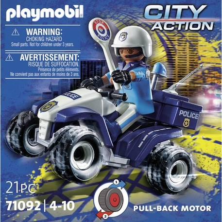 PLAYMOBIL 71092 Policier et quad à rétrofriction, City action, les policiers, Dès 4 ans BLEU 5 - vertbaudet enfant 