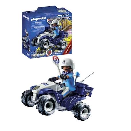 PLAYMOBIL 71092 Policier et quad à rétrofriction, City action, les policiers, Dès 4 ans BLEU 1 - vertbaudet enfant 