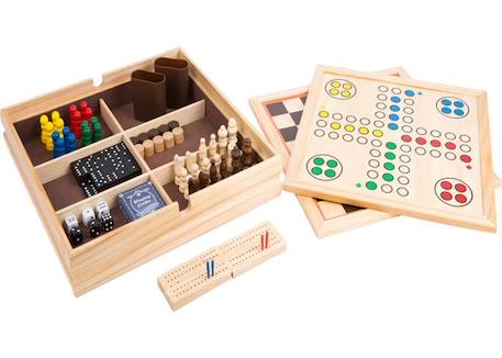 Boîte de jeux 9-en-1 SMALL FOOT - Jeux de plateau en bois pour enfants et adultes BLANC 1 - vertbaudet enfant 