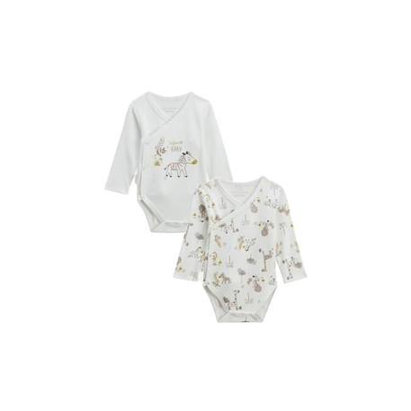 Bébé-Lot de 2 bodies bébé manches longues ouverture croisée Baby Safari