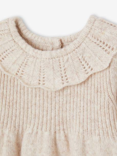 Robe à collerette en tricot bébé beige chiné 3 - vertbaudet enfant 