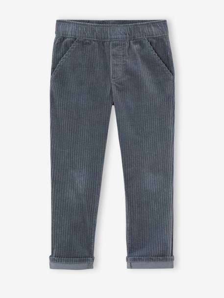 Pantalon en velours côtelé garçon facile à enfiler bleu ardoise+caramel+vert sapin 2 - vertbaudet enfant 